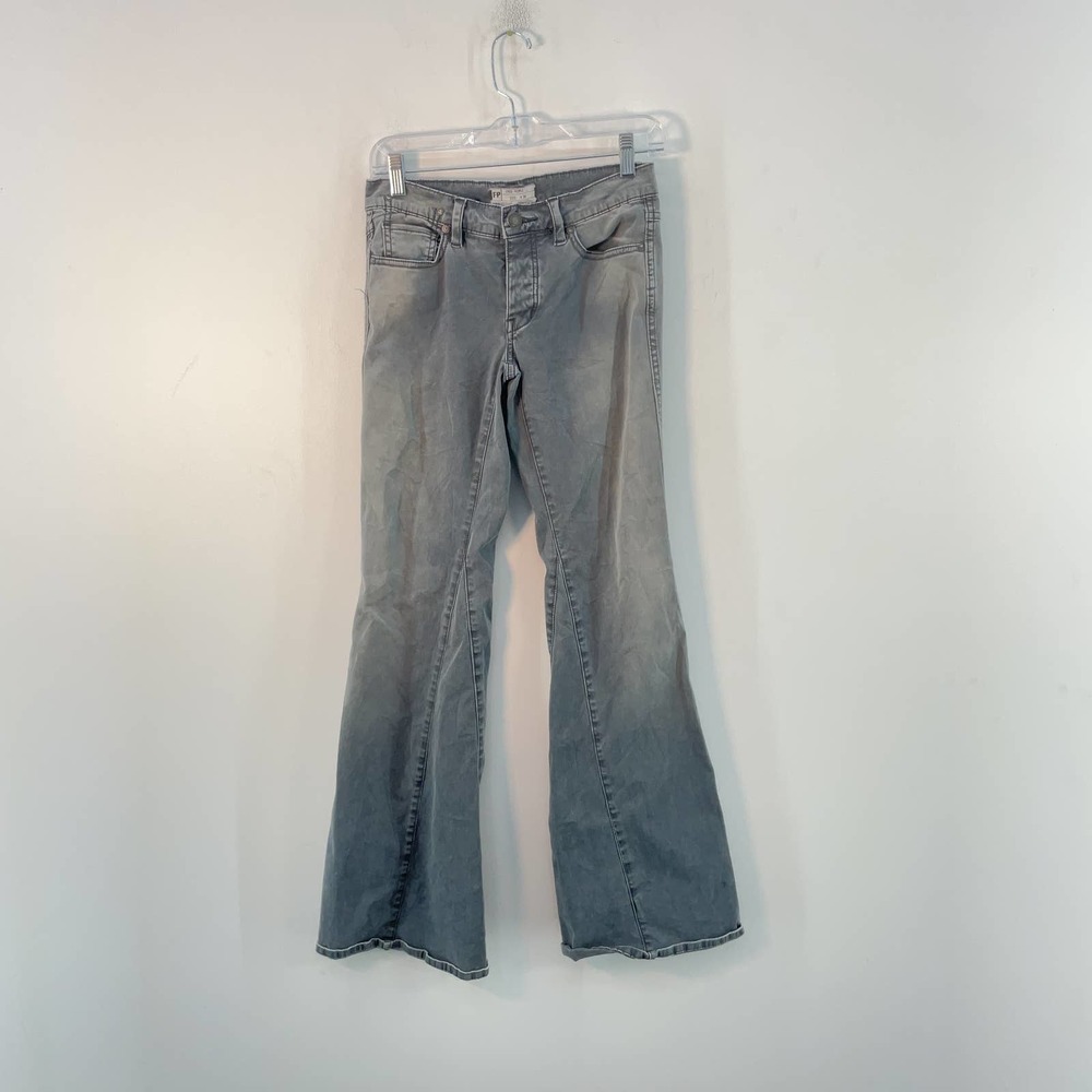 Free People Gray Denim Mid Rise Flared Cotton Jeans Womens Size 24